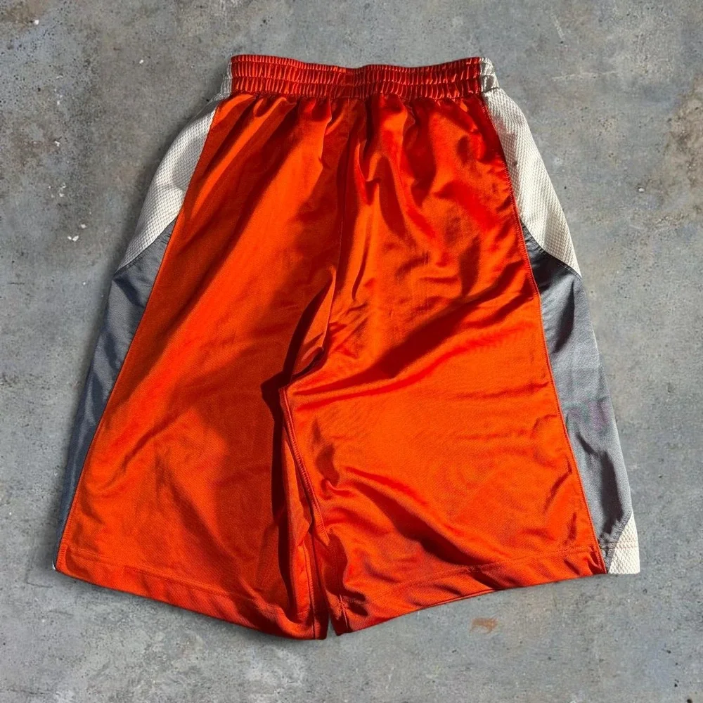 Jordan Orange Gray White Basketball Shorts Athletic Mesh Colorblock Size M